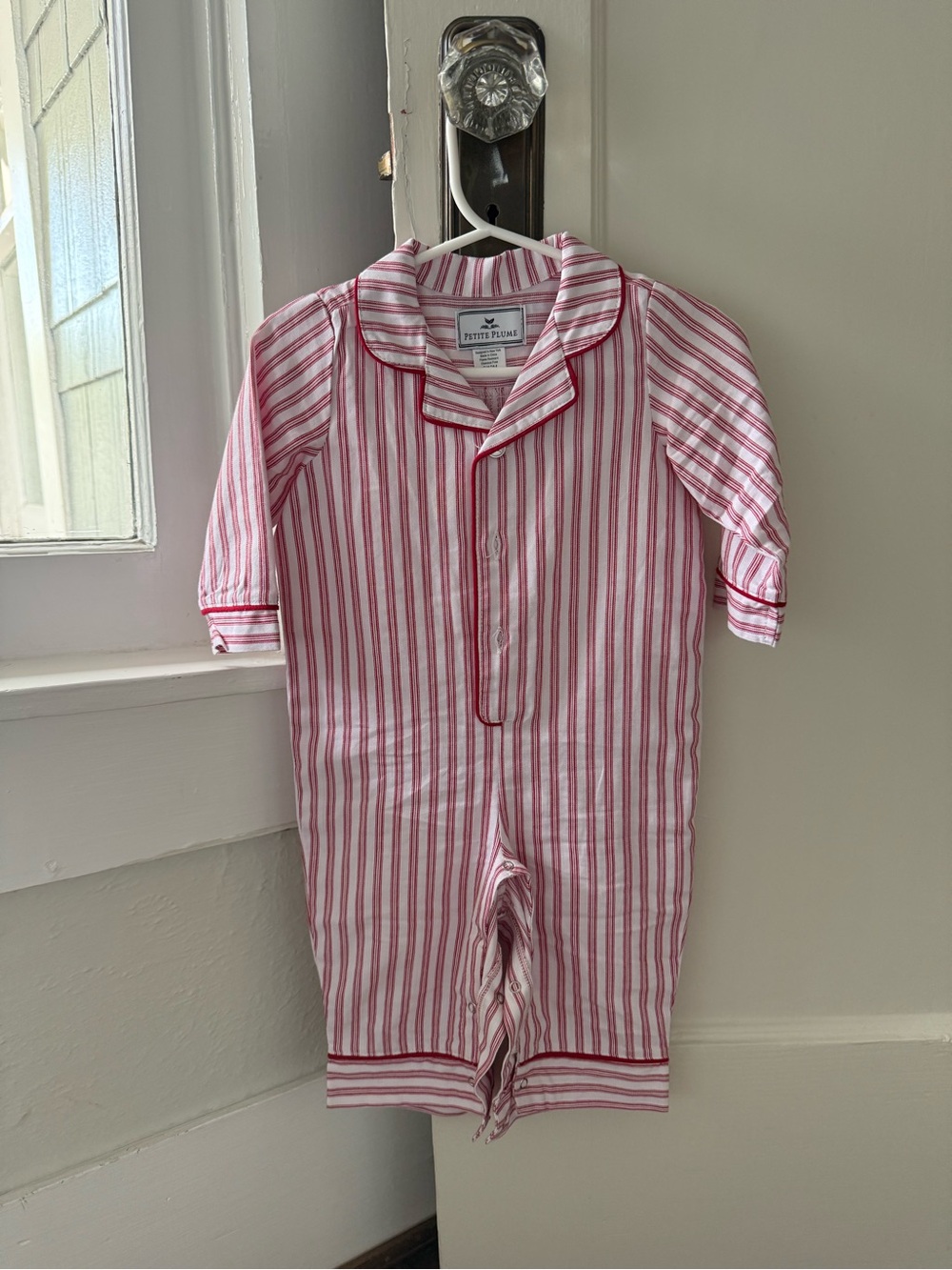 Petite Plume Red and White Stripe Kids Pajama Romper